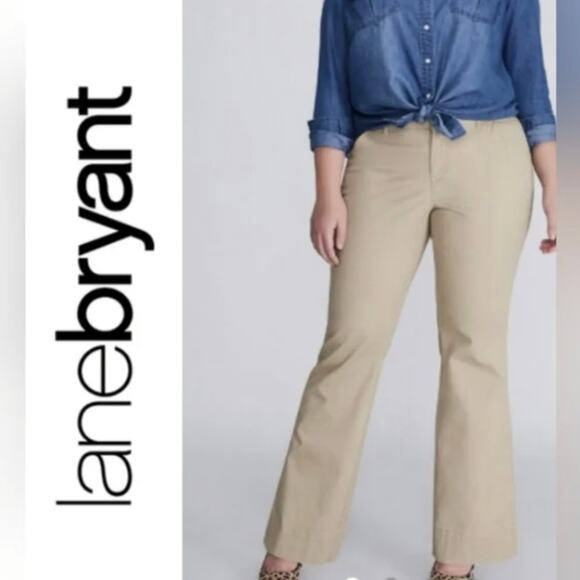 Lane Bryant Flare Wide Leg Stretch Khaki Pants Plus‎ Size 20 - Picture 1 of 9